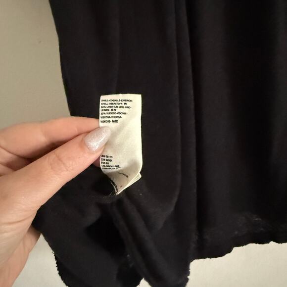 FREE PEOPLE | Black Linen Blend Swing T-shirt V Neck Pintuck Shoulders | Small - Picture 8 of 8